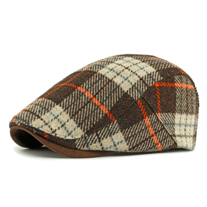 Cappello basco da uomo con motivo scozzese vintage invernale - Marrone caffè - Regolabile (21 5/8"-23 1/4") - image 1