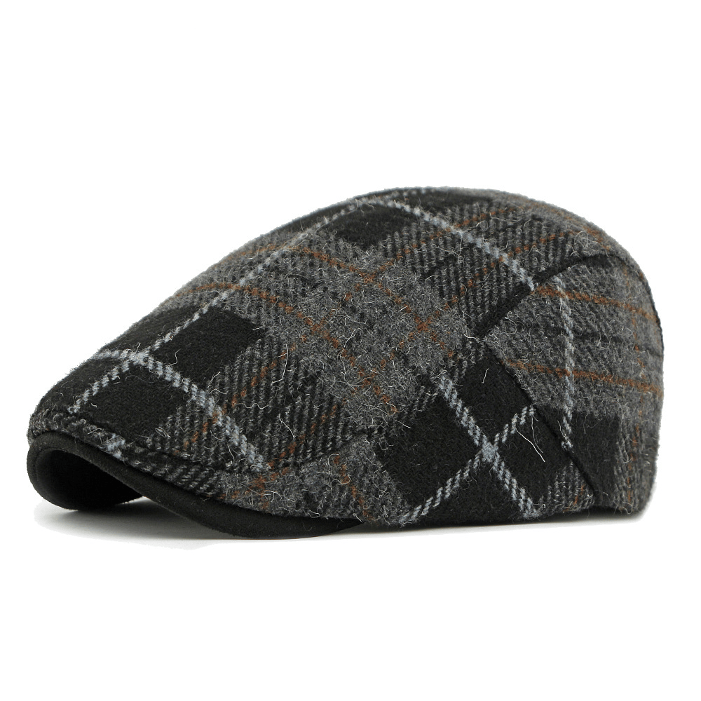 Cappello basco da uomo con motivo scozzese vintage invernale - Nero - Regolabile (21 5/8"-23 1/4") - image 3