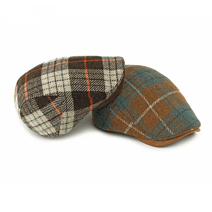 Cappello basco da uomo con motivo scozzese vintage invernale - image 9