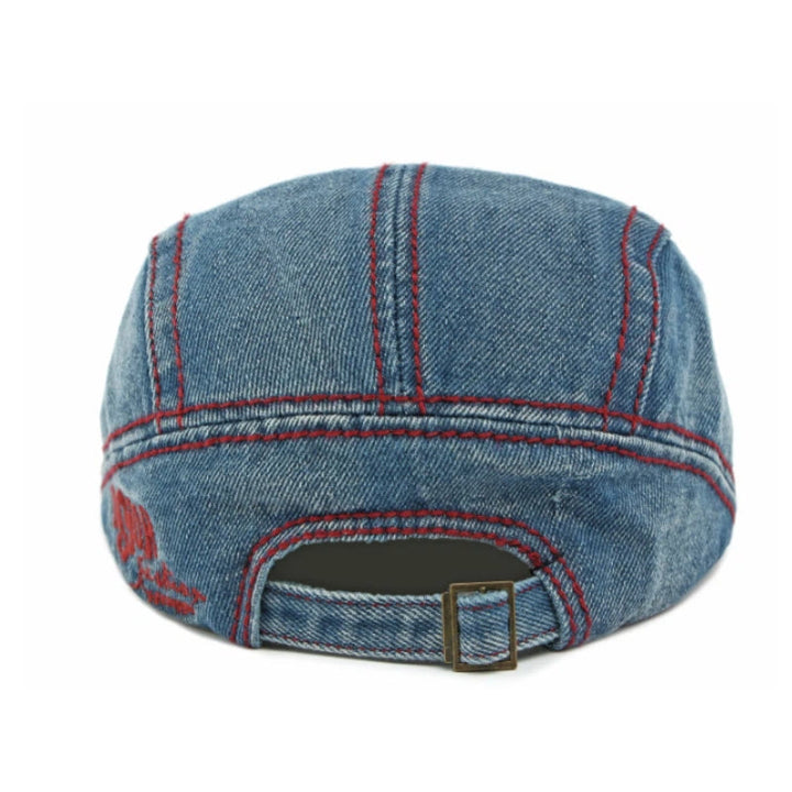 Cappello basco da uomo con ricamo a stella in denim - image 4