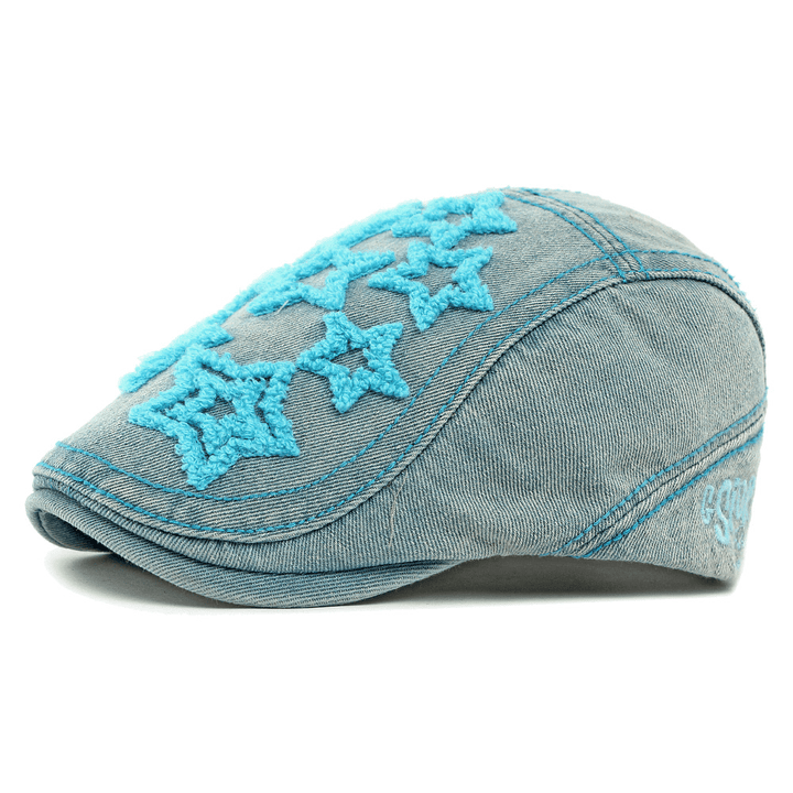 Cappello basco da uomo con ricamo a stella in denim - Lago Blu - Regolabile (21 5/8"-23 1/4") - image 6