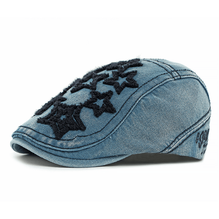 Cappello basco da uomo con ricamo a stella in denim - Blu navy - Regolabile (21 5/8"-23 1/4") - image 5