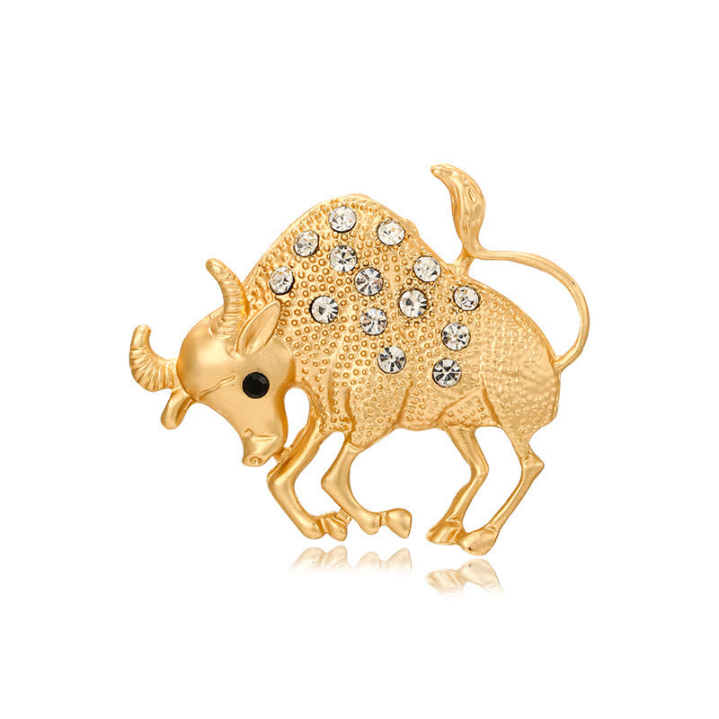 Spilla in oro con diamanti e segno zodiacale - Toro - image 3