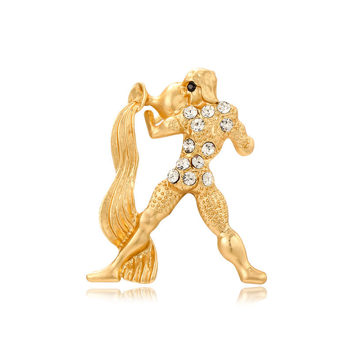 Spilla in oro con diamanti e segno zodiacale - Acquario - image 20