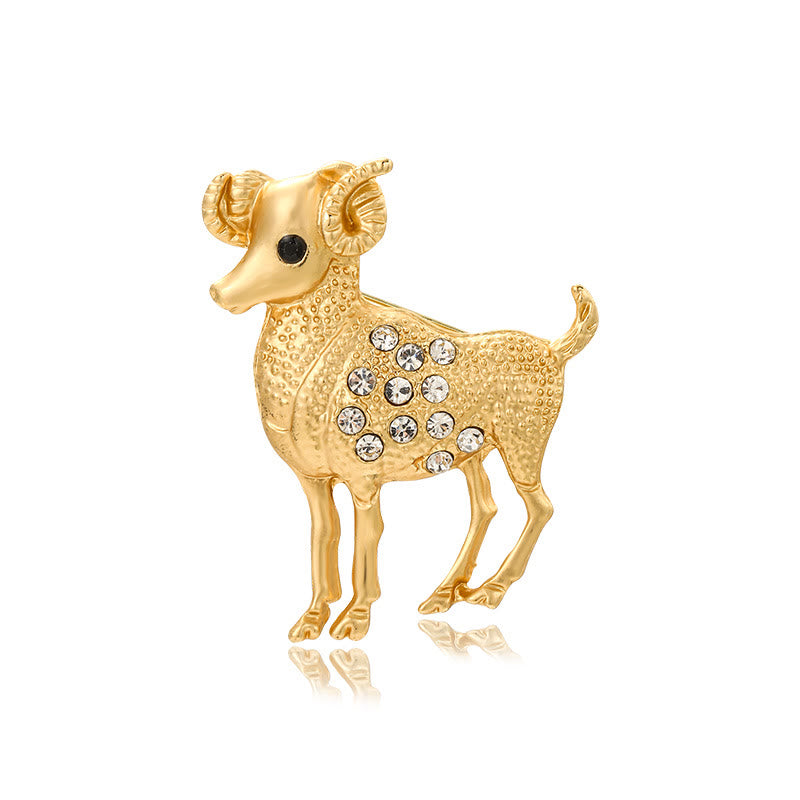 Spilla in oro con diamanti e segno zodiacale - Ariete - image 1