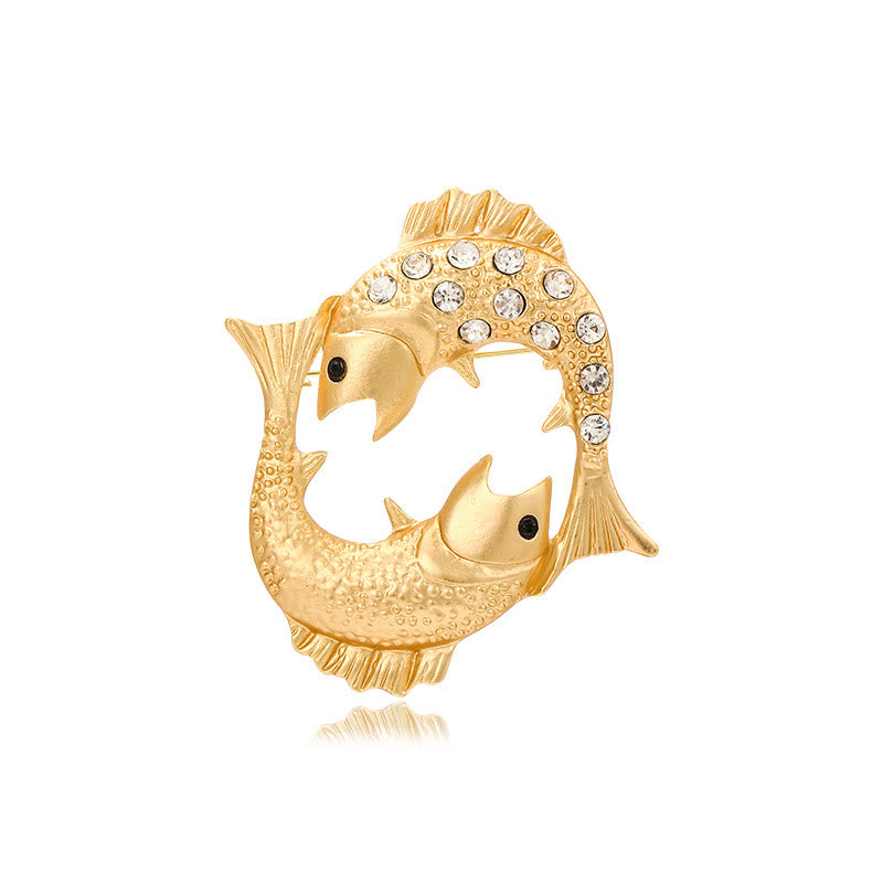 Spilla in oro con diamanti e segno zodiacale - Pesci - image 22