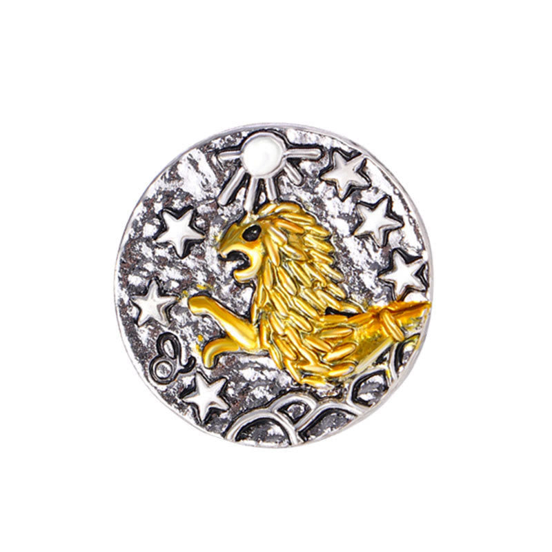 Bottoni rotondi in lega con stella retrò e segno zodiacale - Leone - image 6