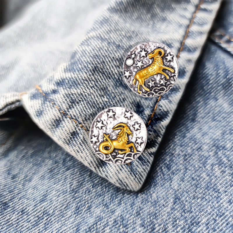 Bottoni rotondi in lega con stella retrò e segno zodiacale - image 14