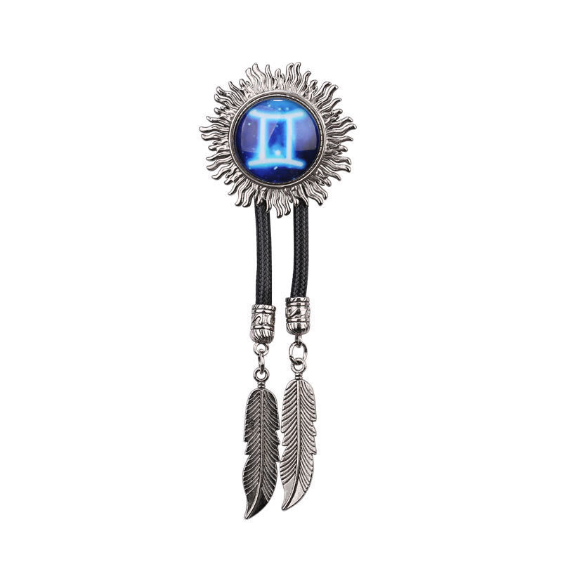 Cravatte di cuoio retrò in metallo con la serie dei segni zodiacali - Gemelli - image 6