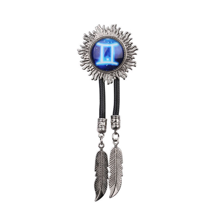 Cravatte di cuoio retrò in metallo con la serie dei segni zodiacali - Gemelli - image 6