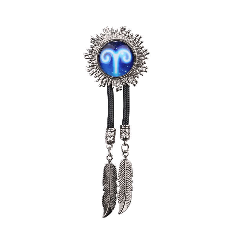 Cravatte di cuoio retrò in metallo con la serie dei segni zodiacali - Ariete - image 1
