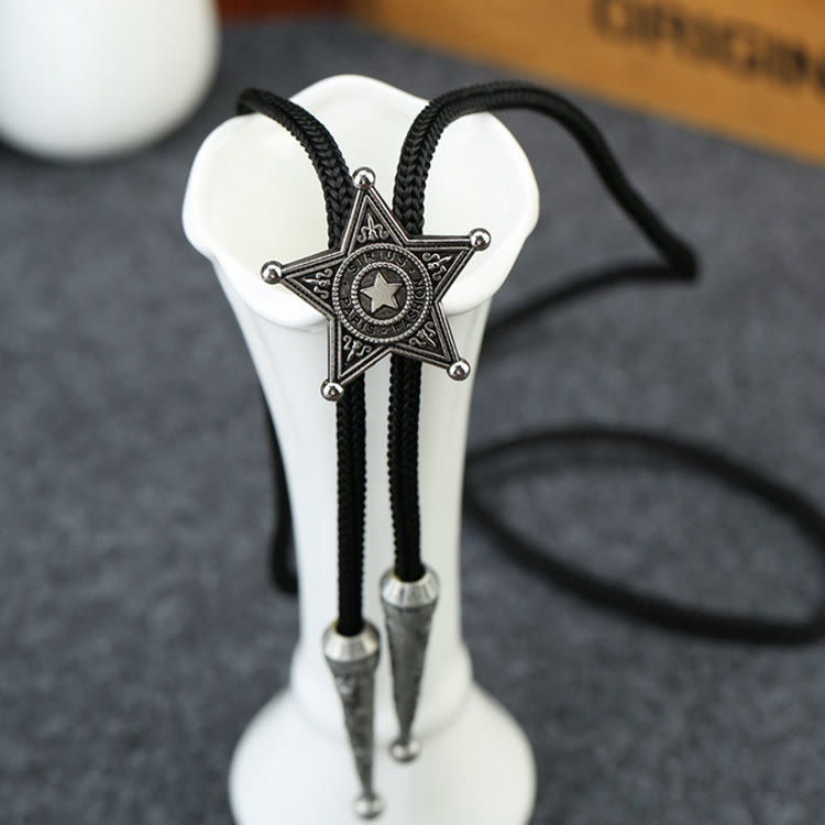 Cravatta Bolo con ciondolo a forma di stella dello sceriffo retrò - Argento - image 0