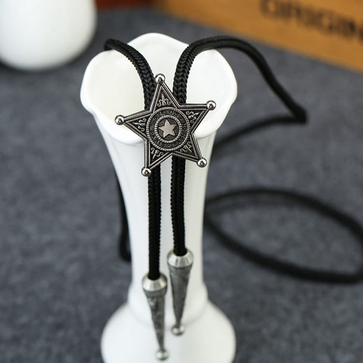 Cravatta Bolo con ciondolo a forma di stella dello sceriffo retrò - Argento - image 0