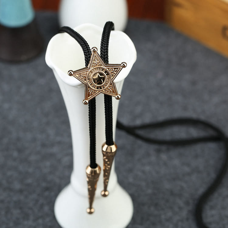 Cravatta Bolo con ciondolo a forma di stella dello sceriffo retrò - Oro - image 1