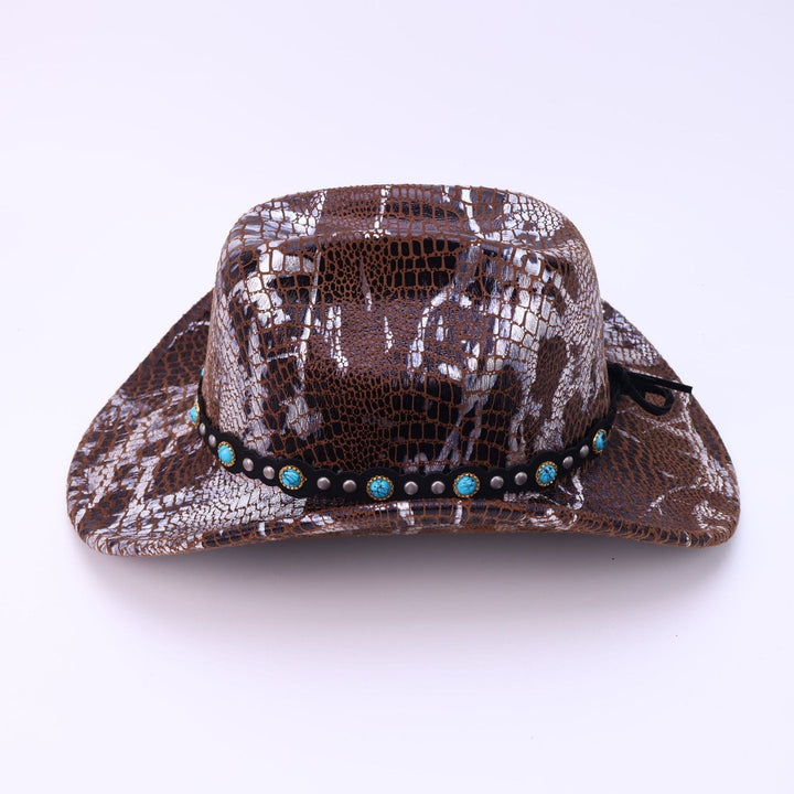 Cappello da cowboy da uomo con cintura nera turchese e motivo coccodrillo - image 3
