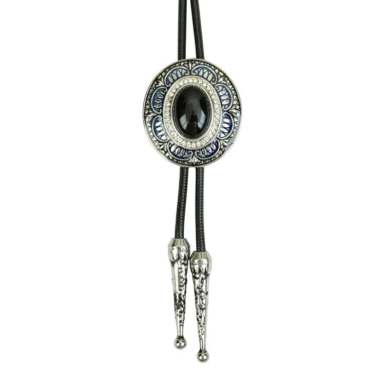 Cravatta Bolo vintage in onice e smalto - Stile n. 1 - image 1
