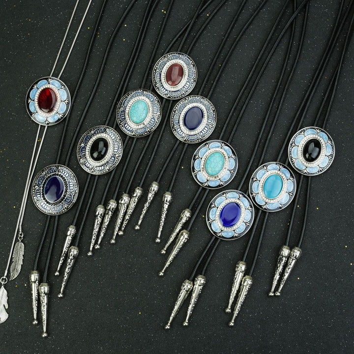 Cravatta Bolo vintage in onice e smalto - image 11