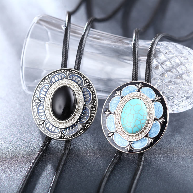 Cravatta Bolo vintage in onice e smalto - image 10