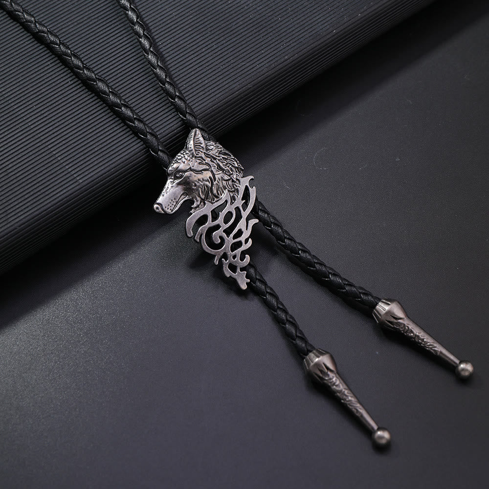 Cravatta retrò con motivo testa di lupo - Argento antico - image 3