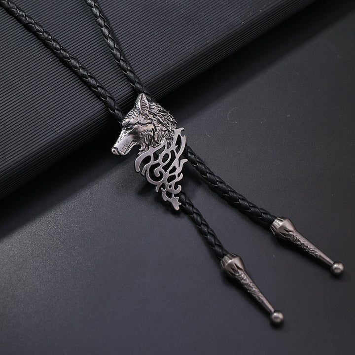 Cravatta retrò con motivo testa di lupo - Argento antico - image 3