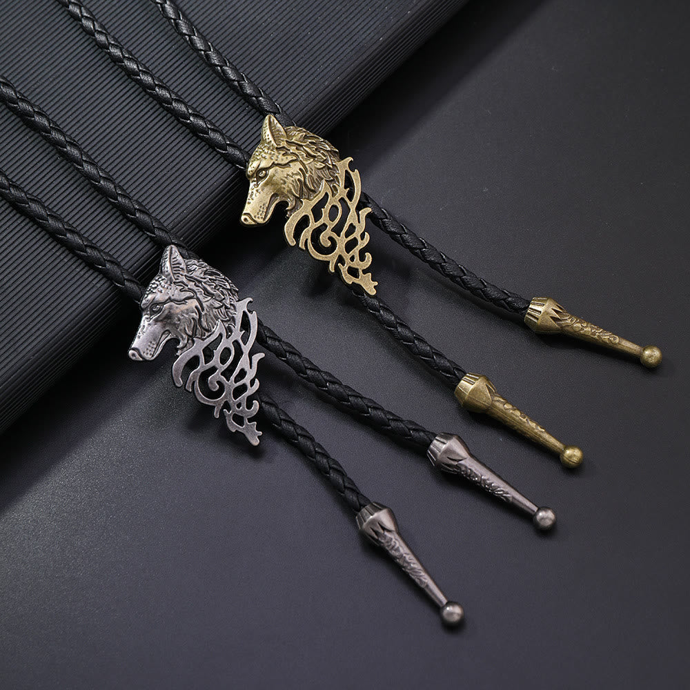 Cravatta retrò con motivo testa di lupo - image 0