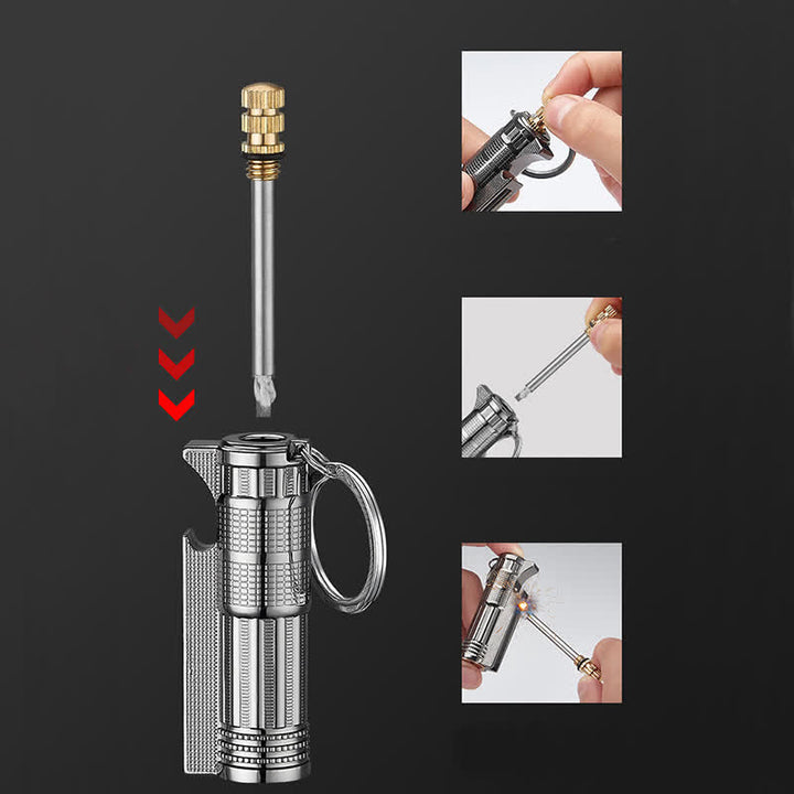 Apribottiglie multifunzionale, accendino a olio ricaricabile con fiammifero - image 6