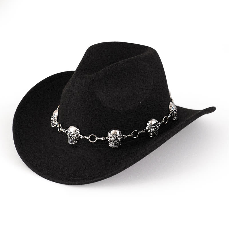 Cappello da cowboy da uomo con catena e teschio - Nero - M (22"-22 7/8") - image 0