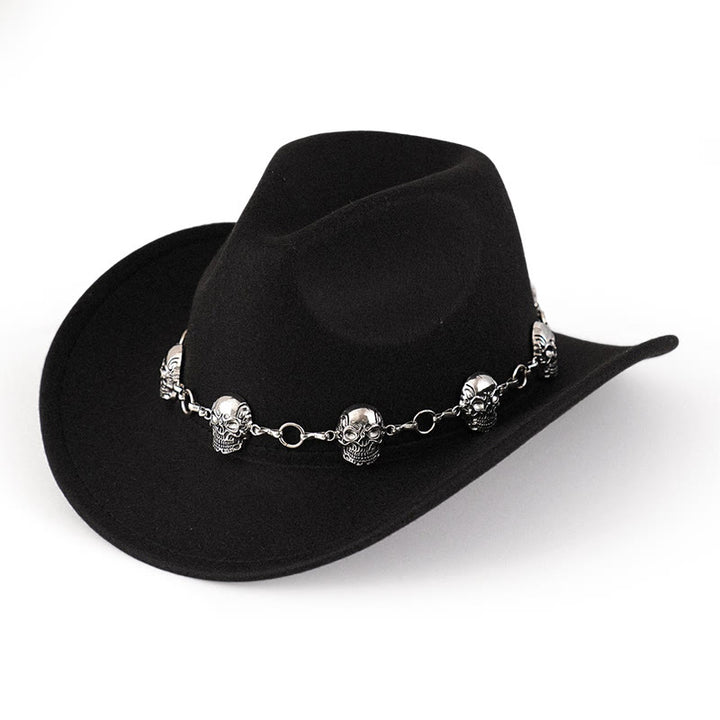 Cappello da cowboy da uomo con catena e teschio - Nero - M (22"-22 7/8") - image 0