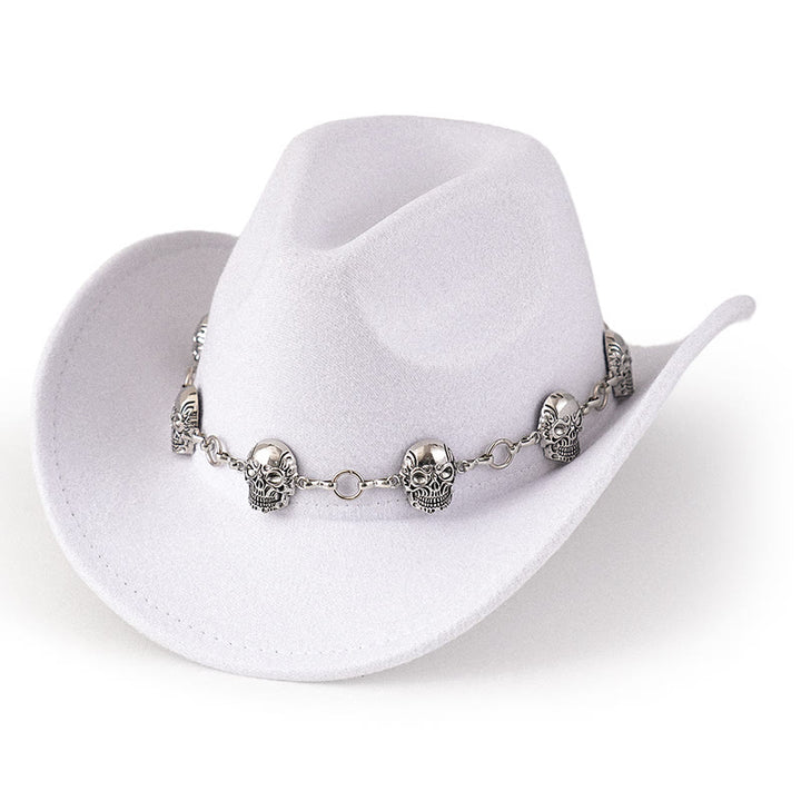 Cappello da cowboy da uomo con catena e teschio - Bianco - M (22"-22 7/8") - image 9