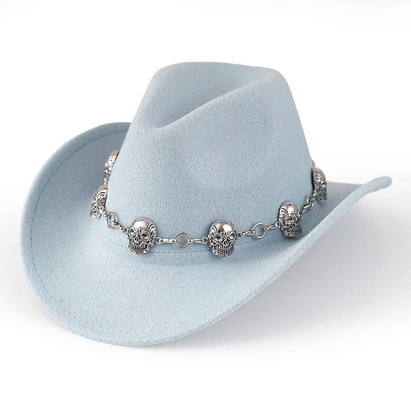 Cappello da cowboy da uomo con catena e teschio - Azzurro chiaro - M (22"-22 7/8") - image 7