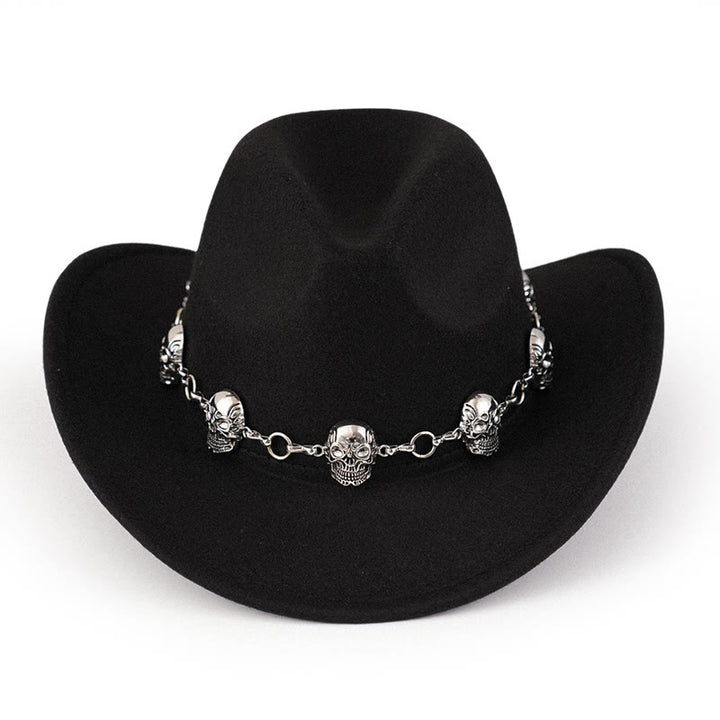 Cappello da cowboy da uomo con catena e teschio - image 1