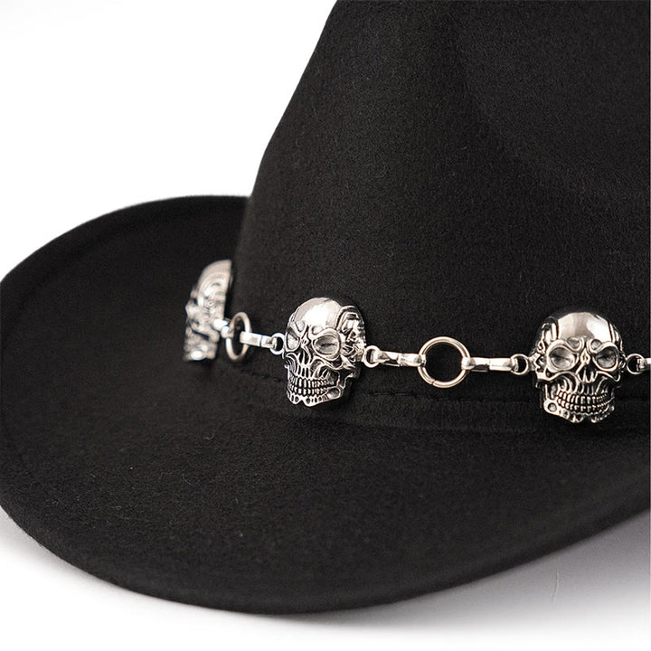 Cappello da cowboy da uomo con catena e teschio - image 2