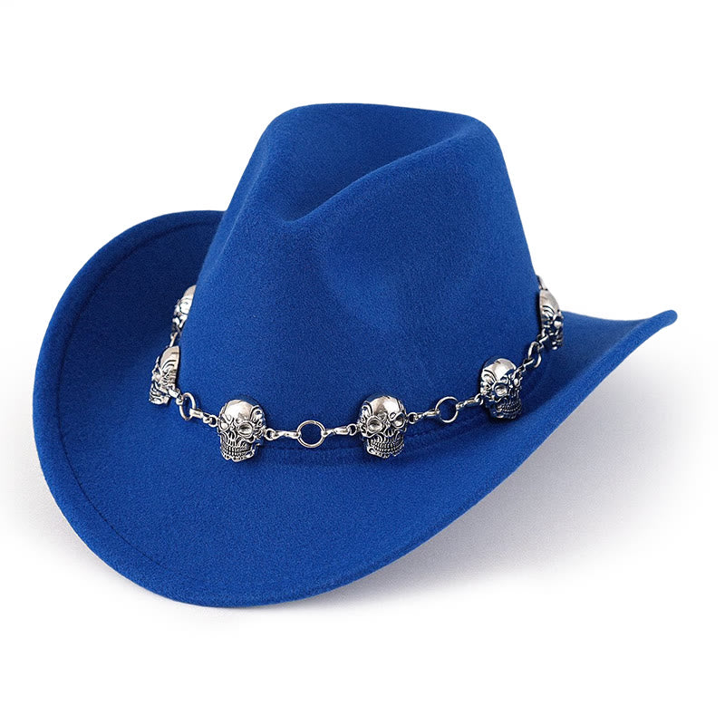 Cappello da cowboy da uomo con catena e teschio - Blu reale - M (22"-22 7/8") - image 8