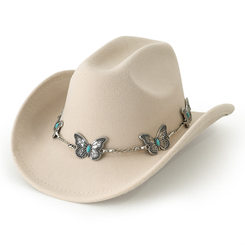 Cappello da cowboy da uomo con catena a farfalla - Beige - M (22"-22 7/8") - image 8
