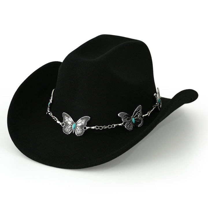Cappello da cowboy da uomo con catena a farfalla - Nero - M (22"-22 7/8") - image 7