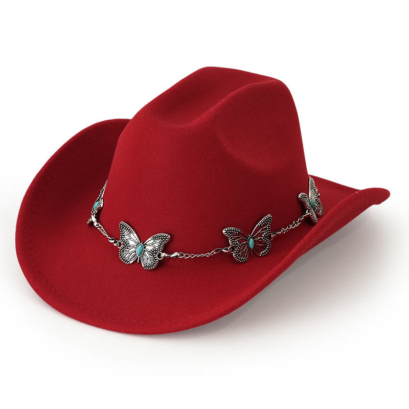 Cappello da cowboy da uomo con catena a farfalla - Rosso - M (22"-22 7/8") - image 6