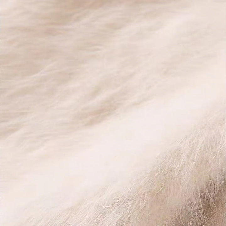 Guanti da donna in pelle scamosciata patchwork con pelliccia di coniglio artificiale - image 2