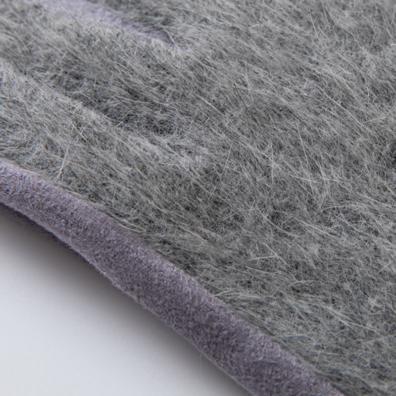 Guanti da donna in pelle scamosciata patchwork con pelliccia di coniglio artificiale - image 5