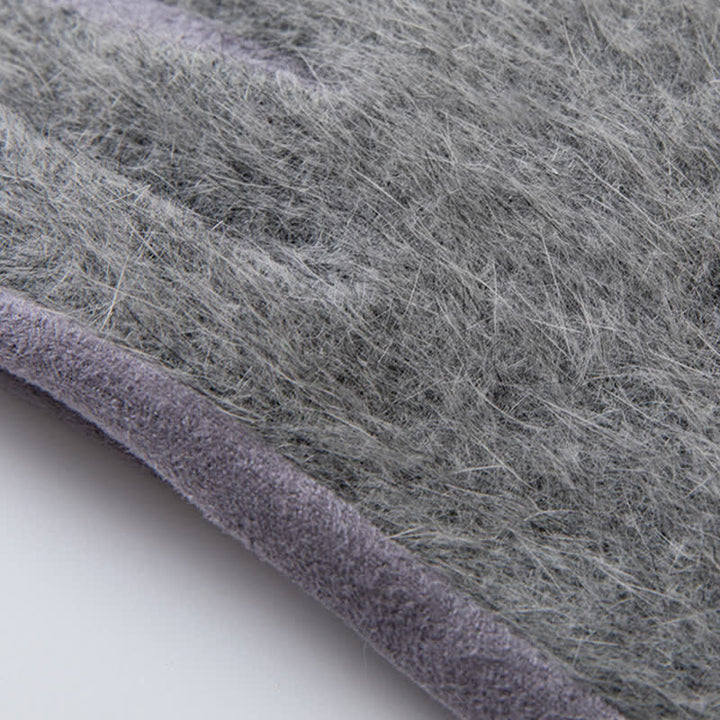 Guanti da donna in pelle scamosciata patchwork con pelliccia di coniglio artificiale - image 5