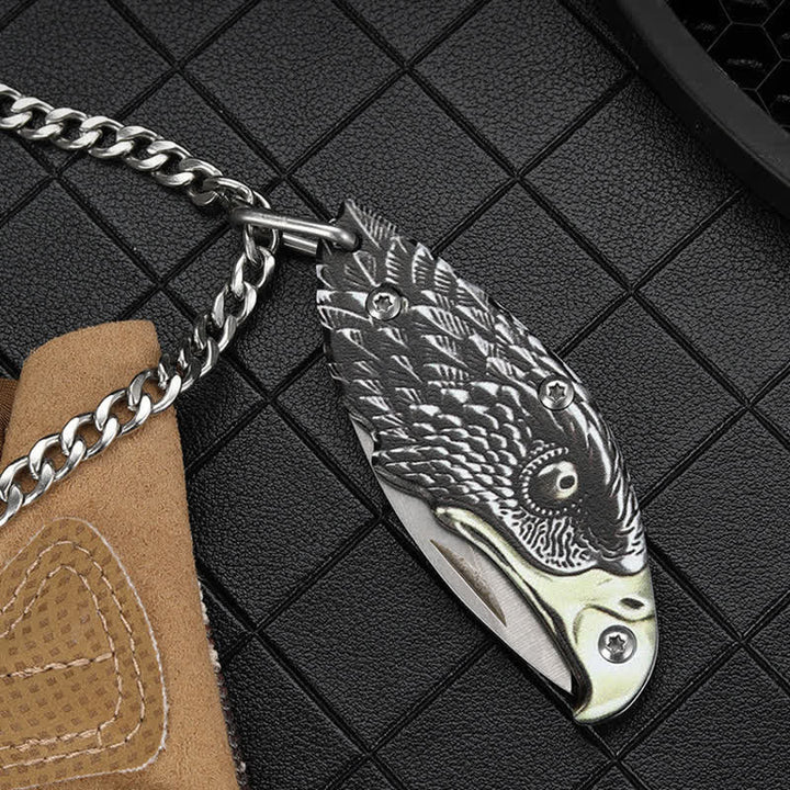Collana con ciondolo a forma di coltello pieghevole nascosto Mini EDC Tool Eagle - image 6
