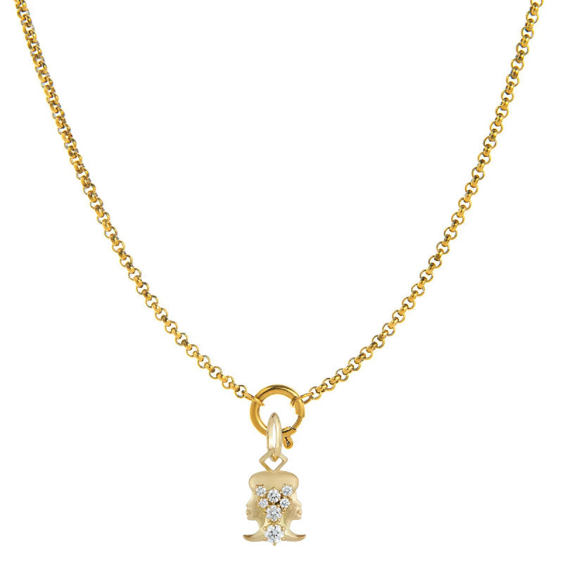 Collana con simbolo zodiacale impreziosita da diamanti - Gemelli - image 3