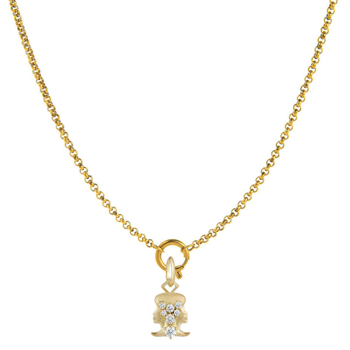 Collana con simbolo zodiacale impreziosita da diamanti - Gemelli - image 3