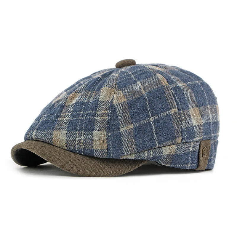 Cappello basco da uomo con tesa a contrasto scozzese vintage invernale - Blu - Regolabile (21 5/8"-23 1/4") - image 6