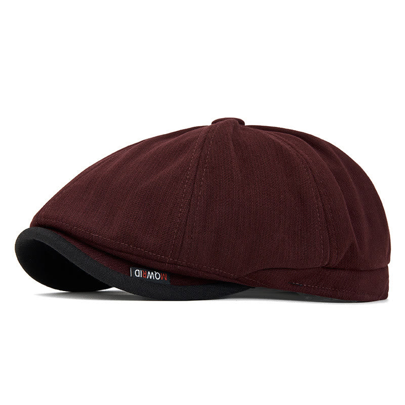 Cappello basco da uomo con visiera a contrasto e trama in maglia retrò invernale - Borgogna - Regolabile (22 1/2"-24") - image 9
