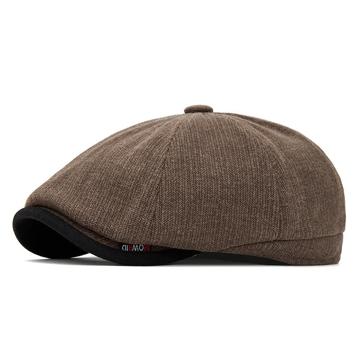 Cappello basco da uomo con visiera a contrasto e trama in maglia retrò invernale - Verde brunastro - Regolabile (22 1/2"-24") - image 0