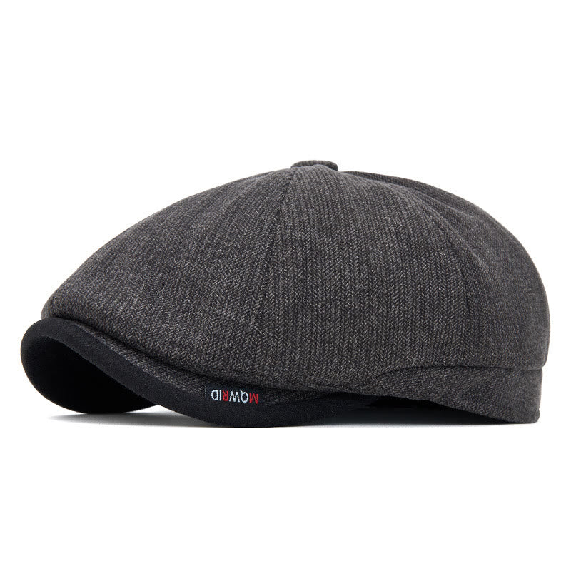 Cappello basco da uomo con visiera a contrasto e trama in maglia retrò invernale - Grigio - Regolabile (22 1/2"-24") - image 1