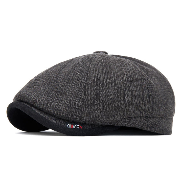 Cappello basco da uomo con visiera a contrasto e trama in maglia retrò invernale - Grigio - Regolabile (22 1/2"-24") - image 1