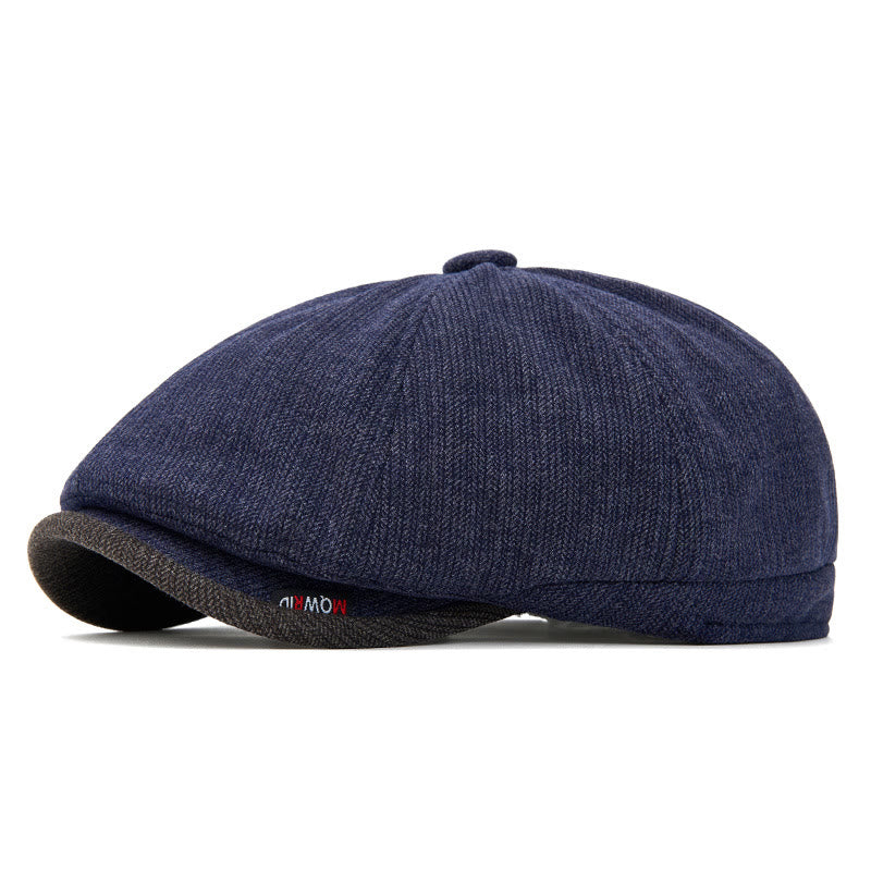 Cappello basco da uomo con visiera a contrasto e trama in maglia retrò invernale - Blu navy - Regolabile (22 1/2"-24") - image 7
