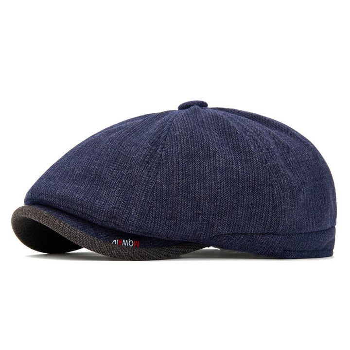 Cappello basco da uomo con visiera a contrasto e trama in maglia retrò invernale - Blu navy - Regolabile (22 1/2"-24") - image 7