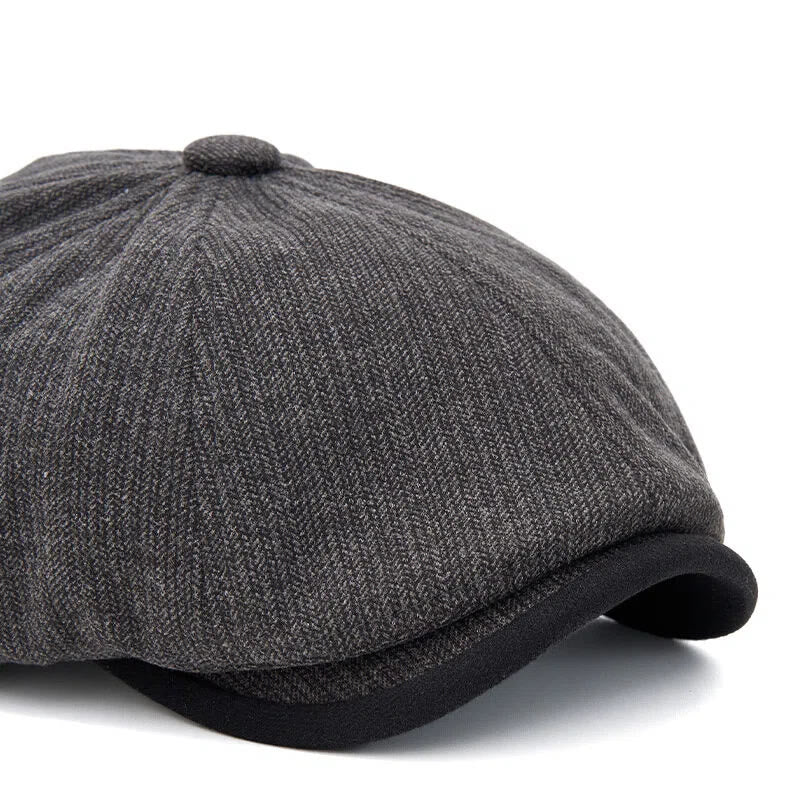 Cappello basco da uomo con visiera a contrasto e trama in maglia retrò invernale - image 3